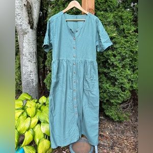 Sage green linen dress